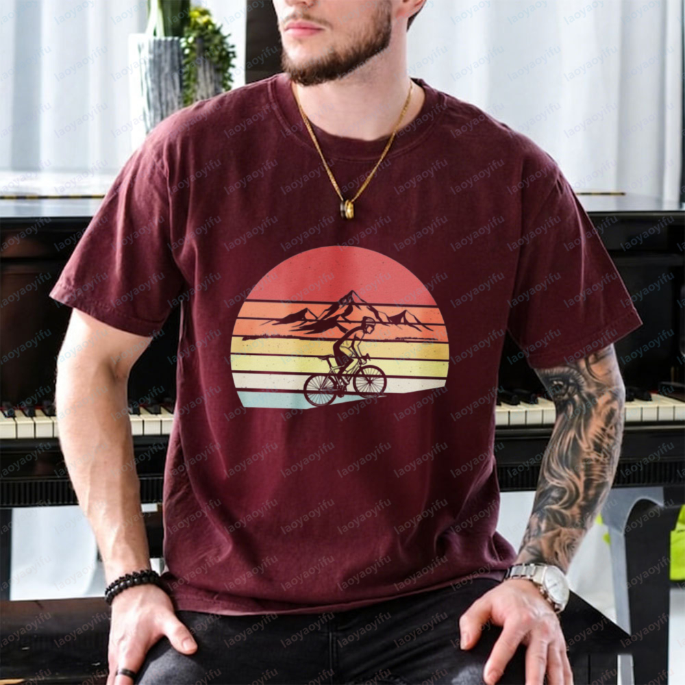 Road Cycling Cotton Tee Retro  - Mountain Biking Gear For Men のレビューと価格
