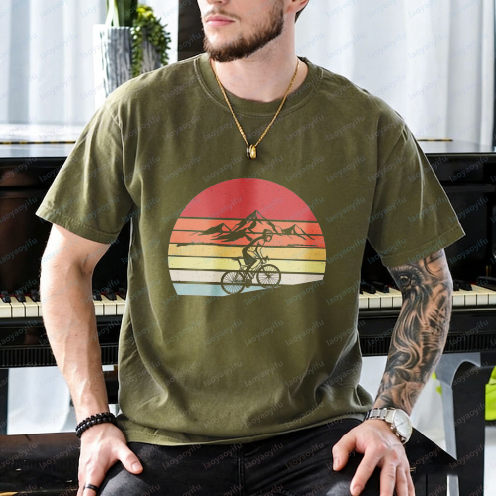 Road Cycling Cotton Tee Retro  - Mountain Biking Gear For Men のレビューと価格
